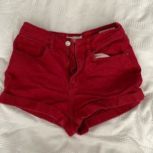 RED PACSUN HIGH-WAIST SHORTS